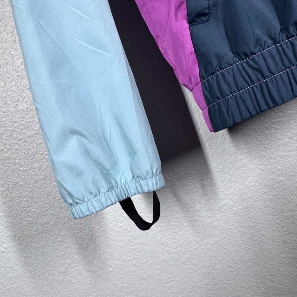 Asics Women S Half Zip Hooded Packable Reflective Windbreaker Blue Pink 2012B906 - Picture 9 of 11